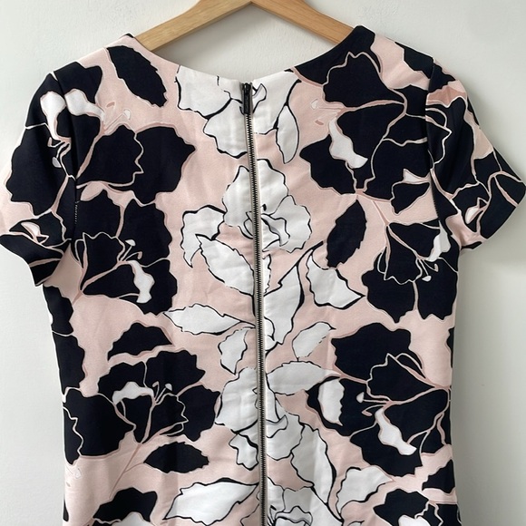 KARL LAGERFELD PARIS Floral-Print Shift Dress US2 short sleeve pink black white - Picture 6 of 14